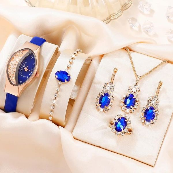 Luxury Watch Diamond Necklace Set Elegant Fashion Casual Wristwatch for Girls